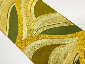 金糸曲線に花葉模様織出し袋帯